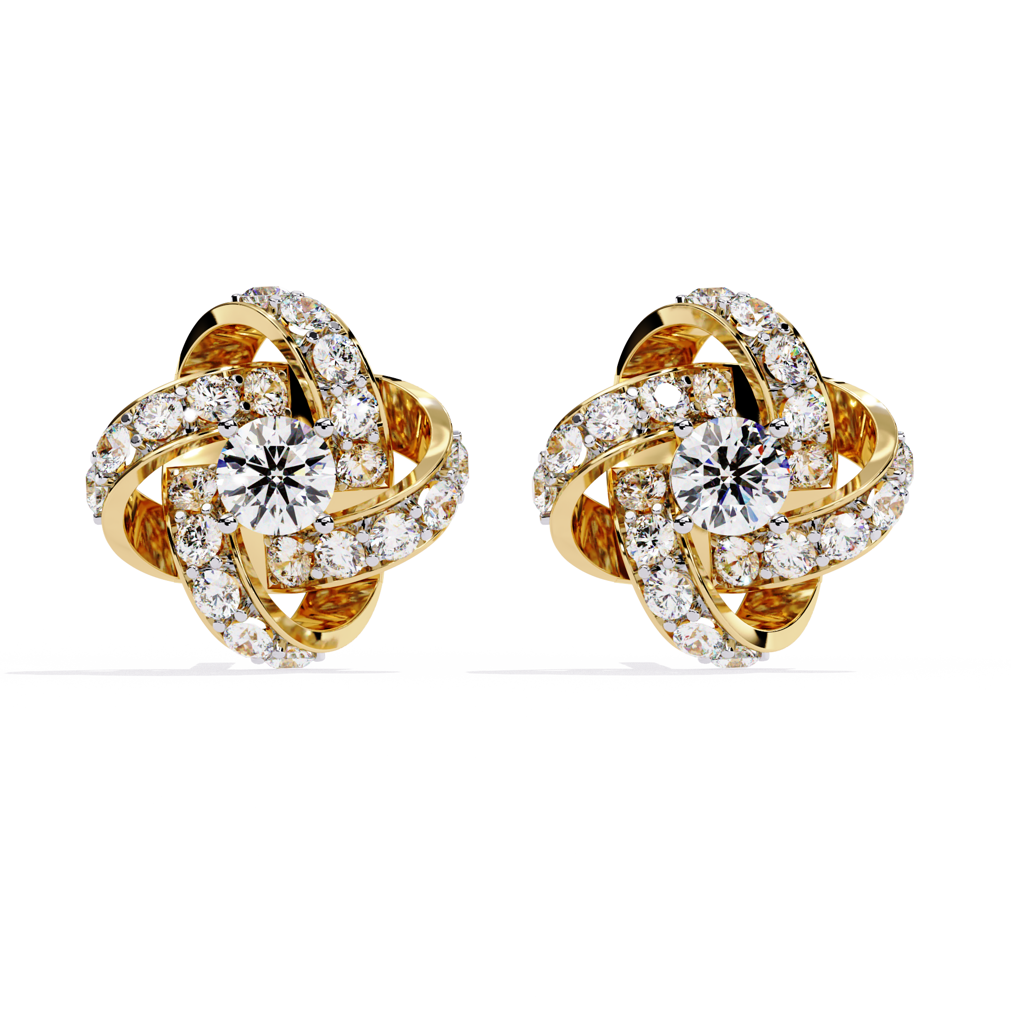 Buy 0.88ct Natural Diamond Knot Earrings | Solitairekart